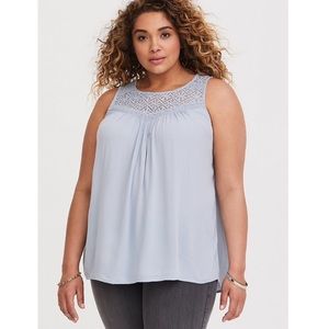 torrid Tops - Torrid Gauze Lace Yoke Swing Tank Top Size 2 (2X) torrid Tops - Torrid Gauze Lace Yoke Swing Tank Top Size 2 (2X)